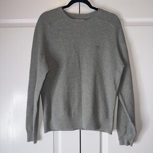 Original Penguin Sweater Mens Large Gray Crewneck Textured Knit Pullover Logo